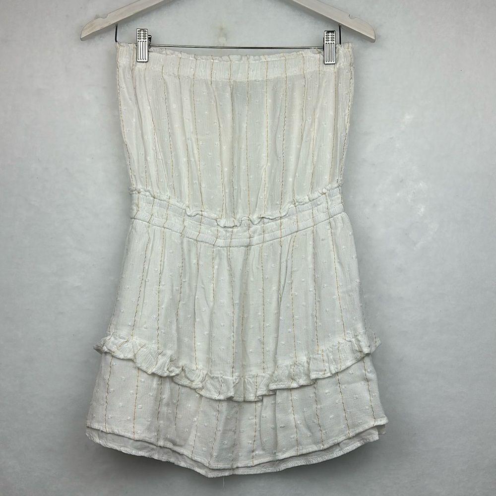 Blue Life A-line MINI Strapless DRESS Cream/Off White Sz L Boho - Picture 3 of 10
